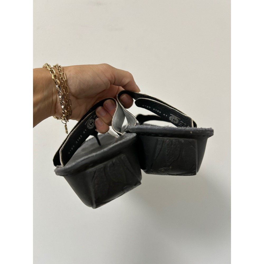 Wolky TAHITI Thong Sandal Women 41 Silver Metallic Leather Comfort Gorpcore - Picture 6 of 12